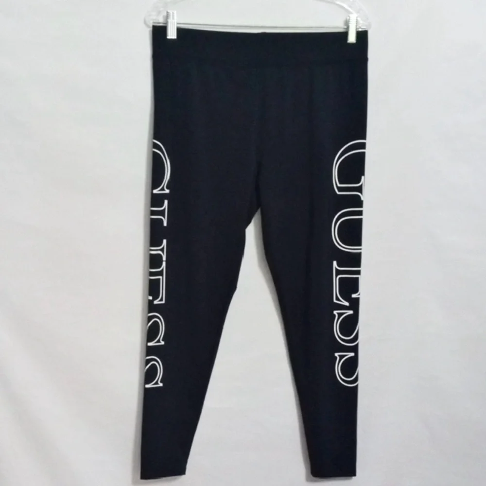 GUESS Black Logo Leggings Women’s Large Women’s Gym Tights Workout - Picture 5 of 9